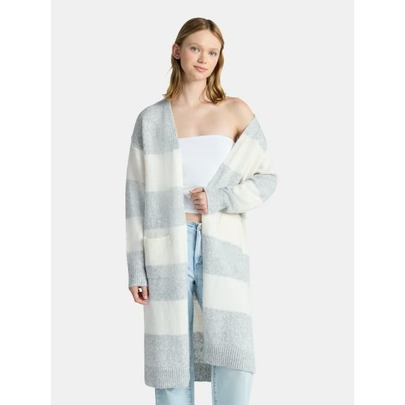 No Boundaries Striped Open Front Duster, Women’s