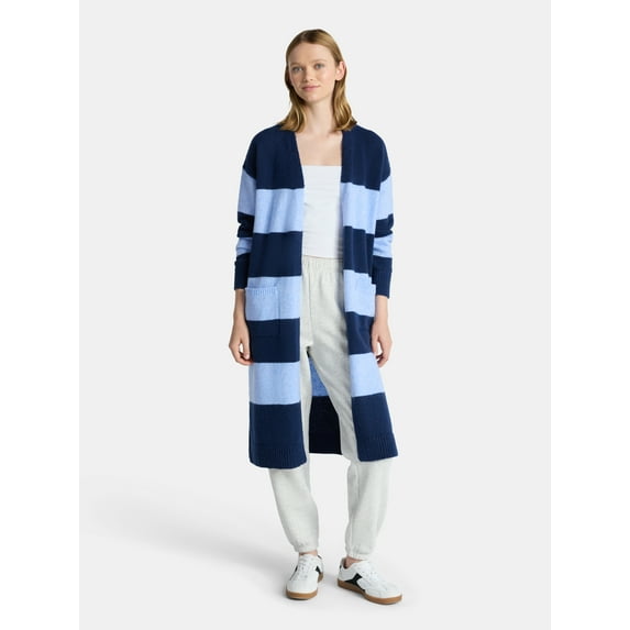 No Boundaries Striped Open Front Duster, Women’s