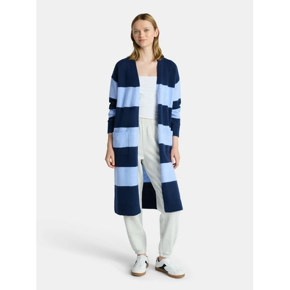 No Boundaries Striped Open Front Duster, Women’s