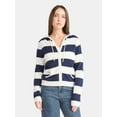 thumbnail image 1 of No Boundaries Zip-Up Striped Hoodie Jacket, Women's, 1 of 5