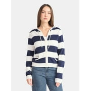 NO BOUNDARIES Zip-Up Striped Hoodie Jacket, Women's