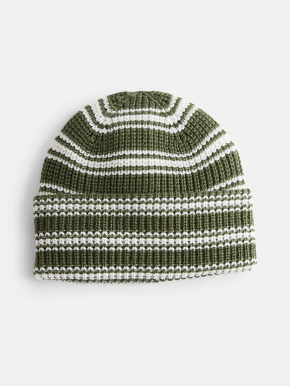 Women's Ribbed Knit Striped Beanie