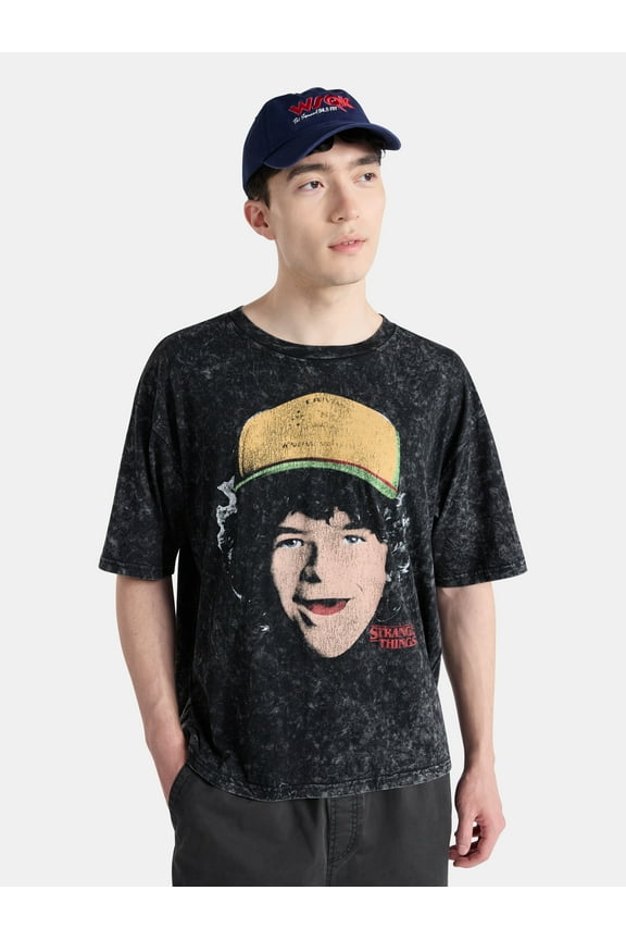 Netflix Stranger Things Dustin the Wind Oversized Graphic T-Shirt from No Boundaries, Men's & Big Men's