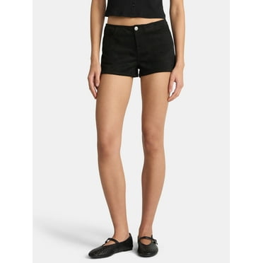 No Boundaries Faux Suede Low-Rise Hot Shorts, 2'' Inseam, Women's