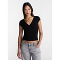 thumbnail image 1 of No Boundaries Surplice Top with Cap Sleeves, Women’s XXS-XXL, 1 of 5