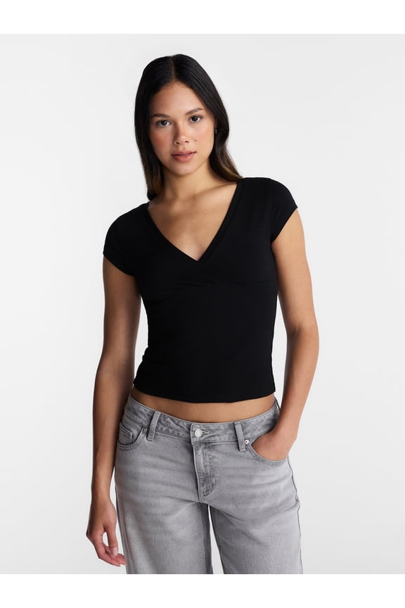 Surplice Top with Cap Sleeves, Women’s XXS-XXL