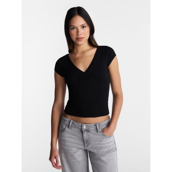 No Boundaries Surplice Top with Cap Sleeves, Women’s XXS-XXL