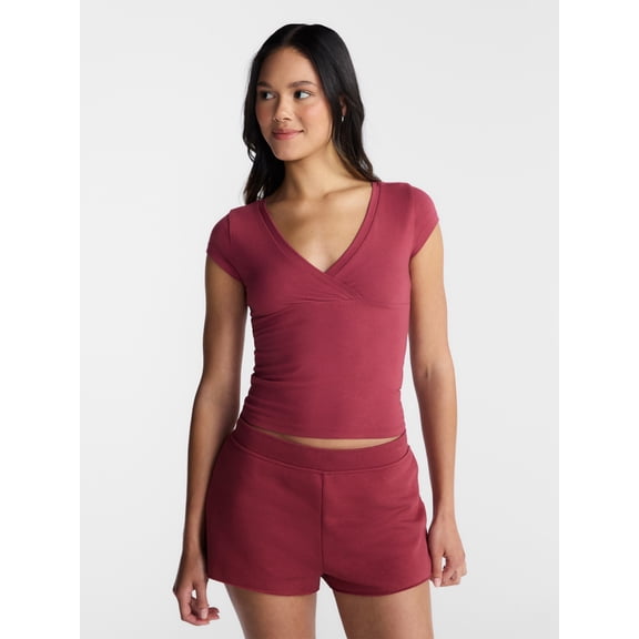 No Boundaries Surplice Top with Cap Sleeves, Women’s XXS-XXL