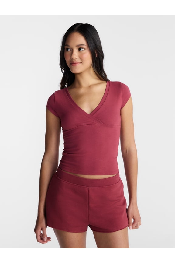Surplice Top with Cap Sleeves, Women’s XXS-XXL