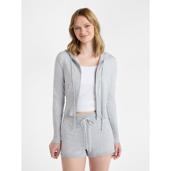 No Boundaries Sweater Hoodie and Shorts Set, 2-Piece, Women’s