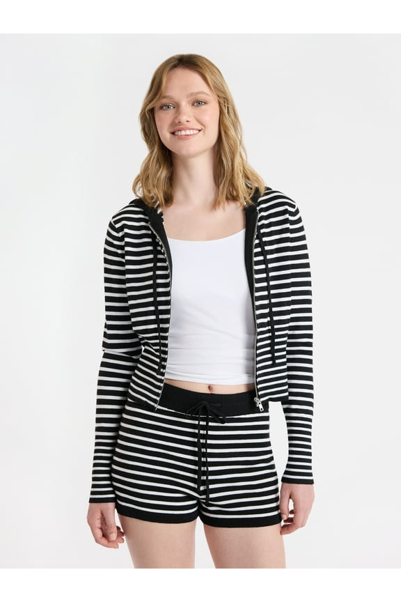 Sweater Hoodie and Shorts Set, 2-Piece, Women’s