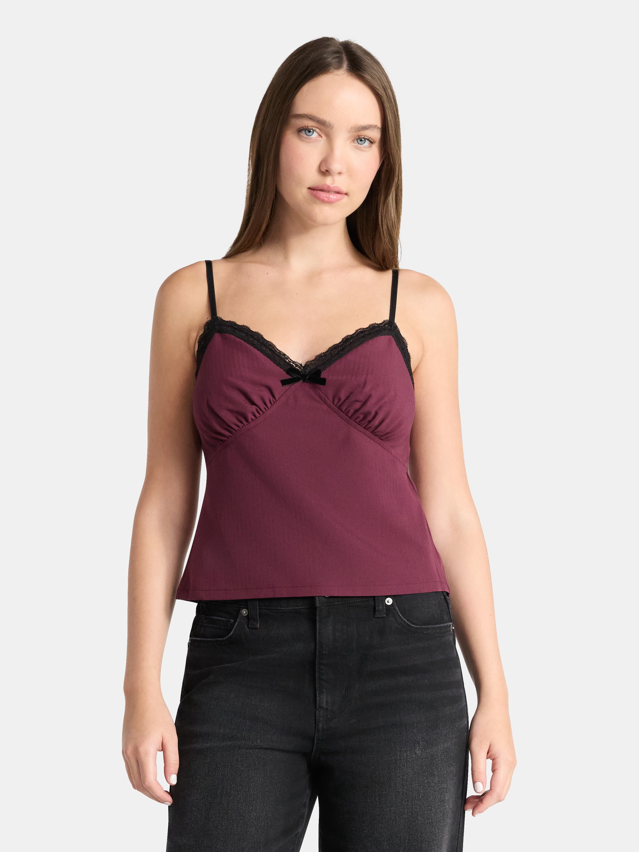 No Boundaries Sweetheart Tank Top with Lace Trim, Women's