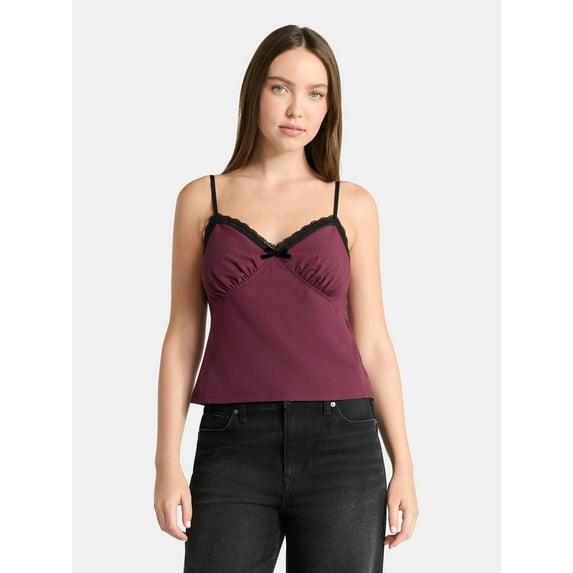 No Boundaries Sweetheart Tank Top with Lace Trim, Women's