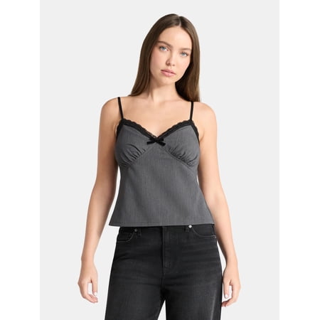 No Boundaries Sweetheart Tank Top with Lace Trim, Women's Sizes XXS-XXL