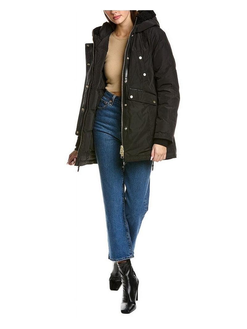 NB Series by Nicole Benisti womens Aurora Leather-Trim Down Coat