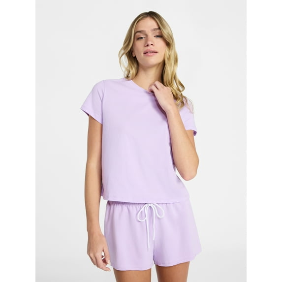 No Boundaries Sleep Tee and Shorts Set, 2-Piece, Women’s XXS-3X