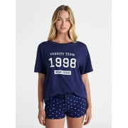 NO BOUNDARIES Sleepwear Cotton Tee and Boxer Shorts Set, 2-Piece, Women’s