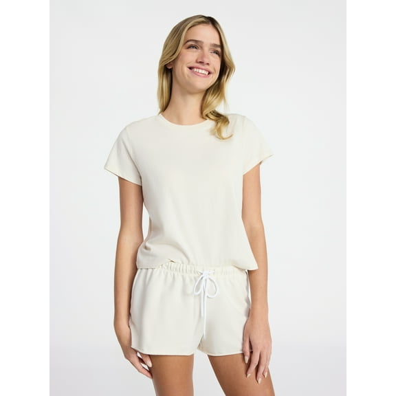 No Boundaries Sleep Tee and Shorts Set, 2-Piece, Women’s XXS-3X
