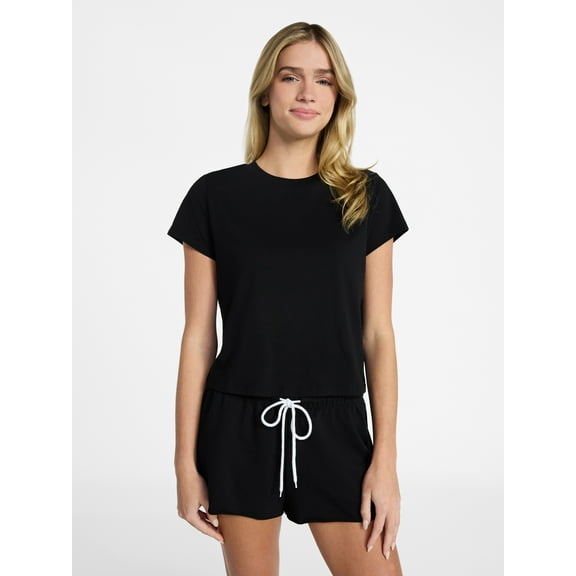 No Boundaries Sleep Tee and Shorts Set, 2-Piece, Women’s XXS-3X