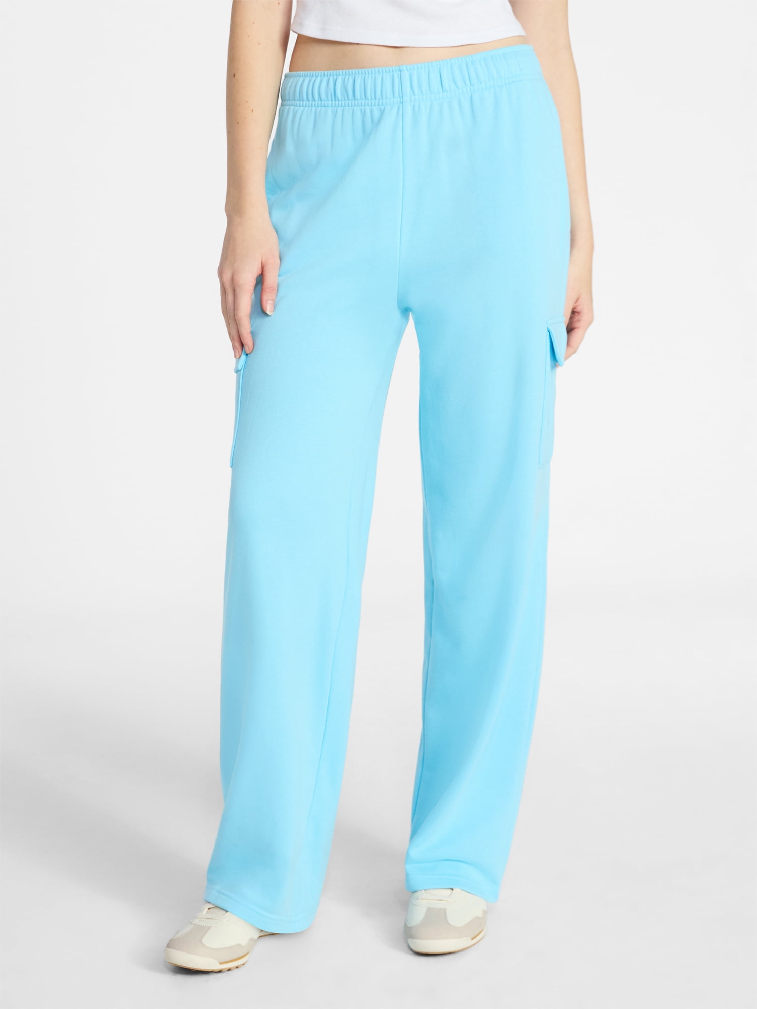 No Boundaries French Terry Cargo Pants, 30" Inseam, Women's XXS-XXL