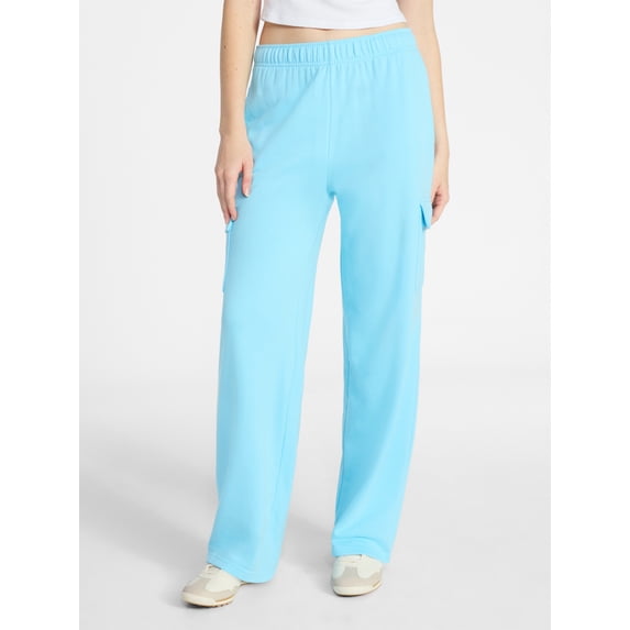 No Boundaries French Terry Cargo Pants, 30" Inseam, Women's XXS-XXL
