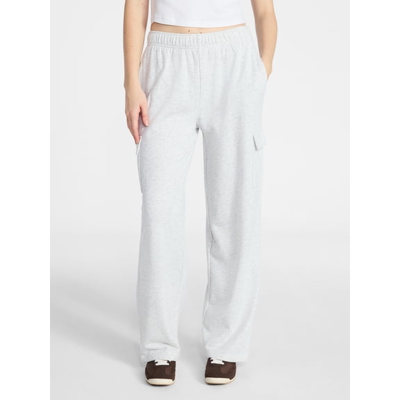 No Boundaries French Terry Cargo Pants, 30" Inseam, Women's XXS-XXL