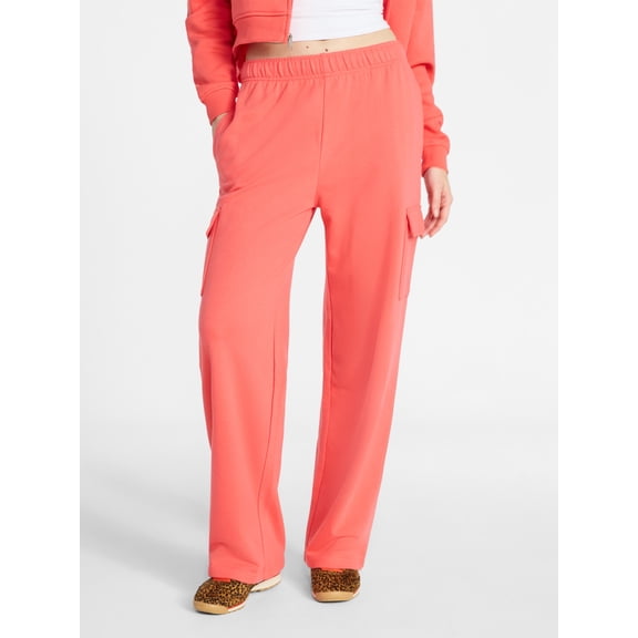 No Boundaries French Terry Cargo Pants, 30" Inseam, Women's XXS-XXL