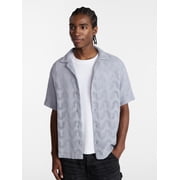 Textured Wave Design Resort Shirt with Short Sleeves, Men's XS-4XLT