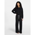 thumbnail image 1 of No Boundaries Cozy Sleep Long Sleeve Top and Pants Set, 2-Piece, Women’s, 1 of 4