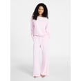 thumbnail image 1 of No Boundaries Cozy Sleep Long Sleeve Top and Pants Set, 2-Piece, Women’s, 1 of 4