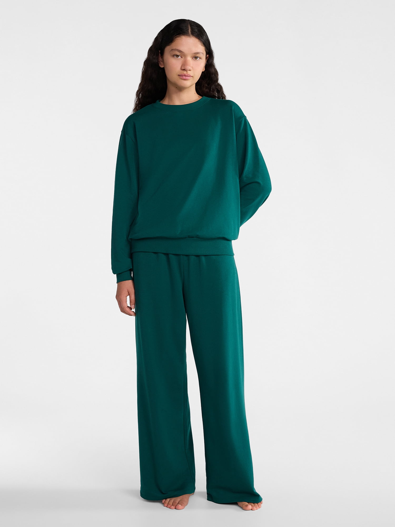 No Boundaries Sleepwear Long Sleeve Top and Pants Set, 2-Piece, Women’s