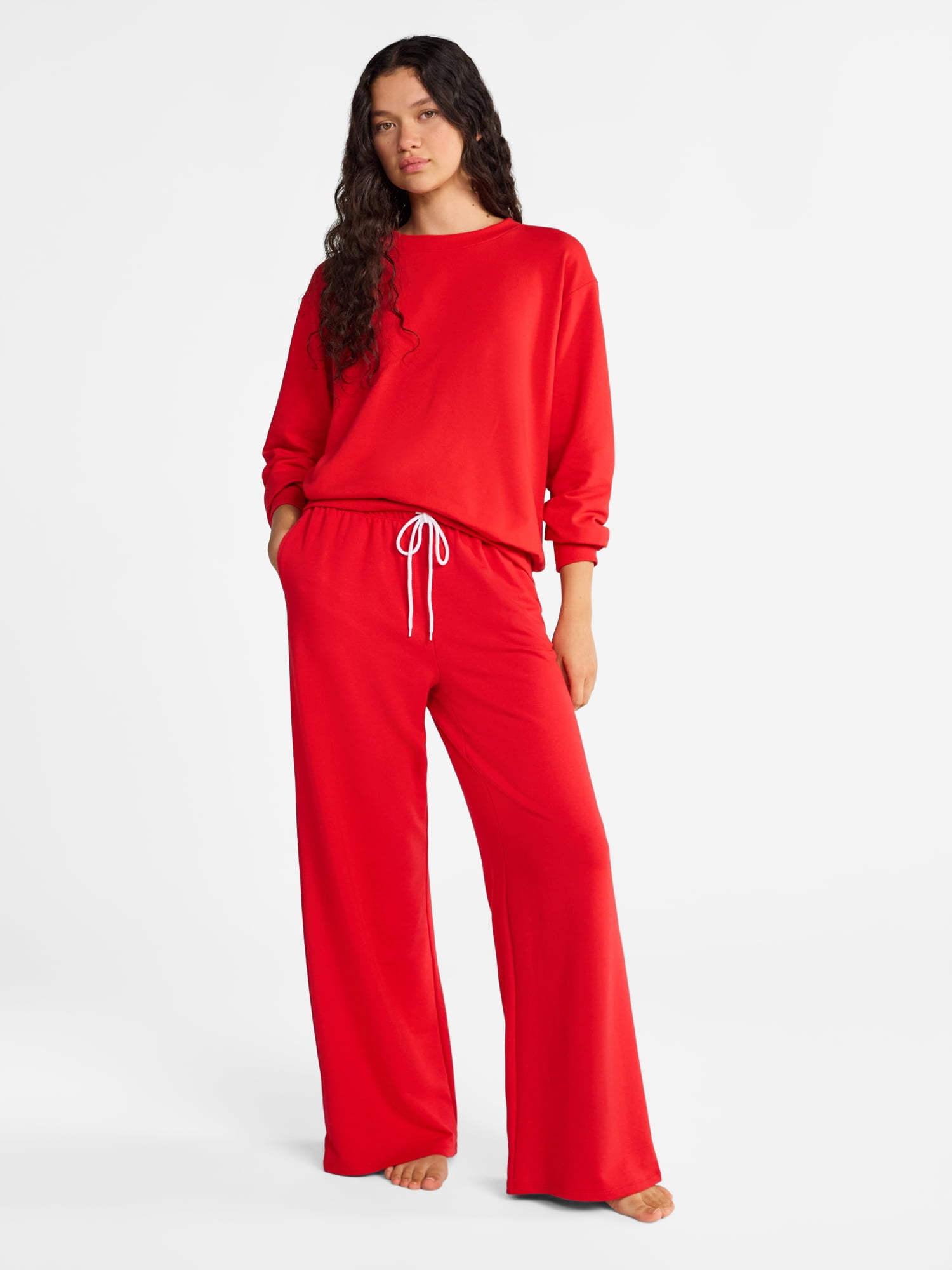No Boundaries Sleepwear Long Sleeve Top and Pants Set, 2-Piece, Women’s