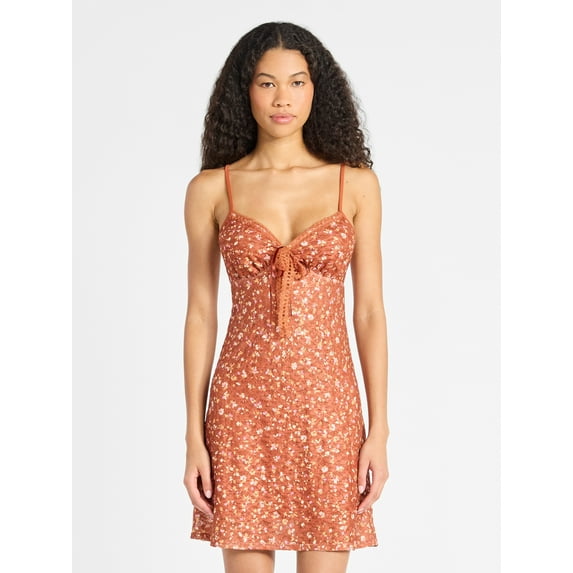 No Boundaries Sweetheart Triangle Mini Dress with Lace Trim, Women’s