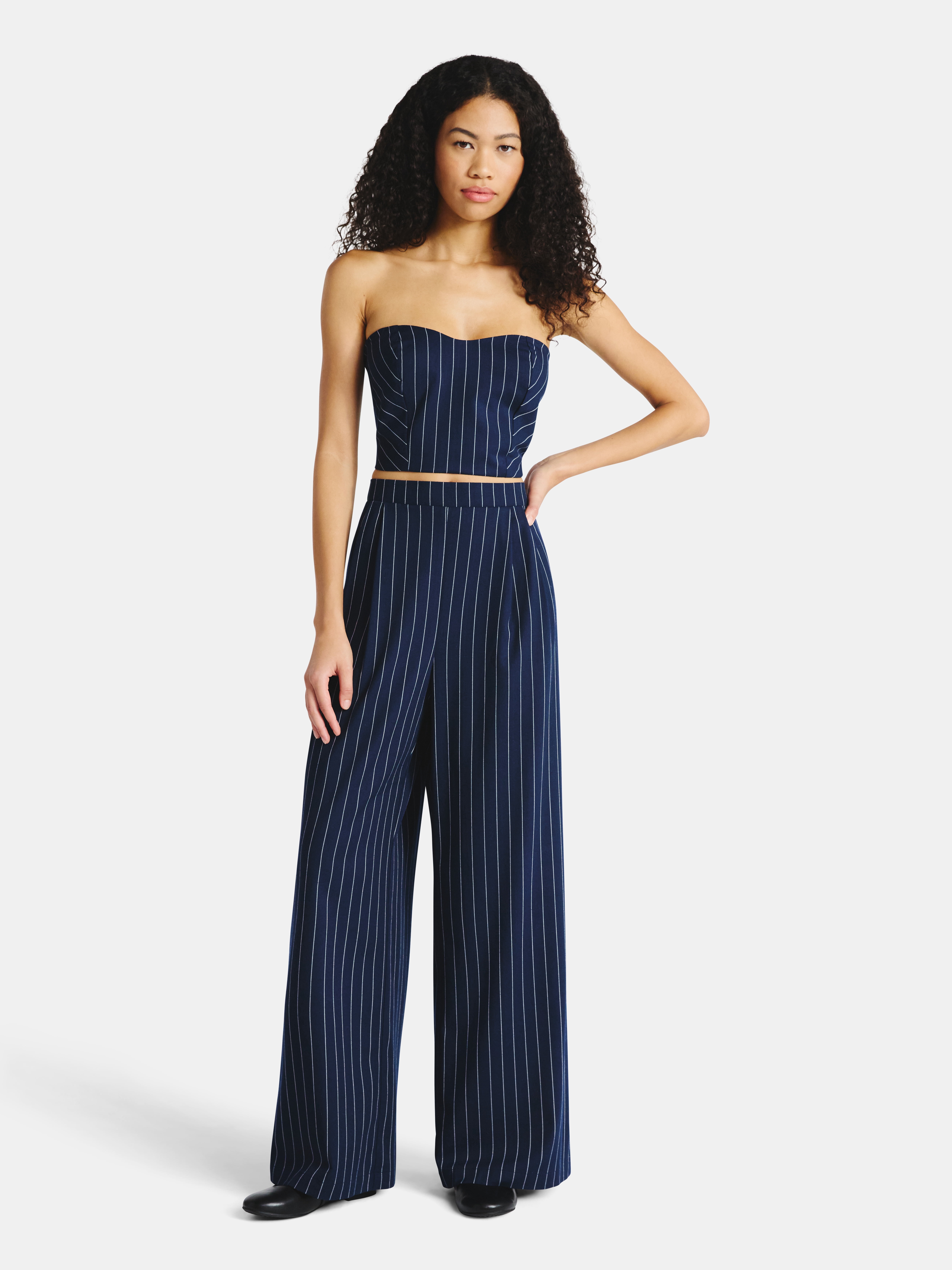 No Boundaries Sweetheart Neck Tube Top and Wide Leg Pants Set, 2-Piece, Women's