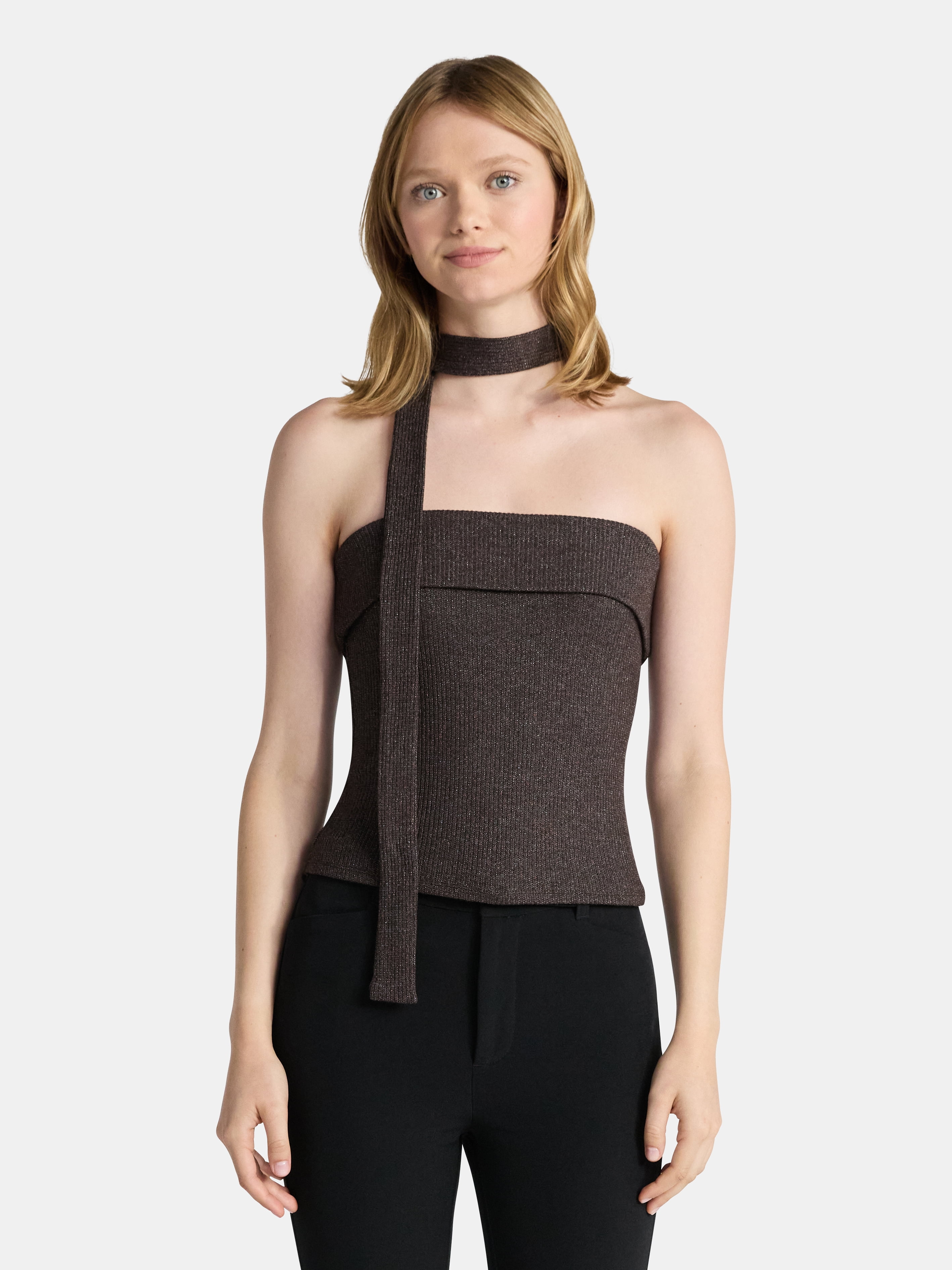 No Boundaries Foldover Tube Top and Scarf Set, 2-Piece, Women's
