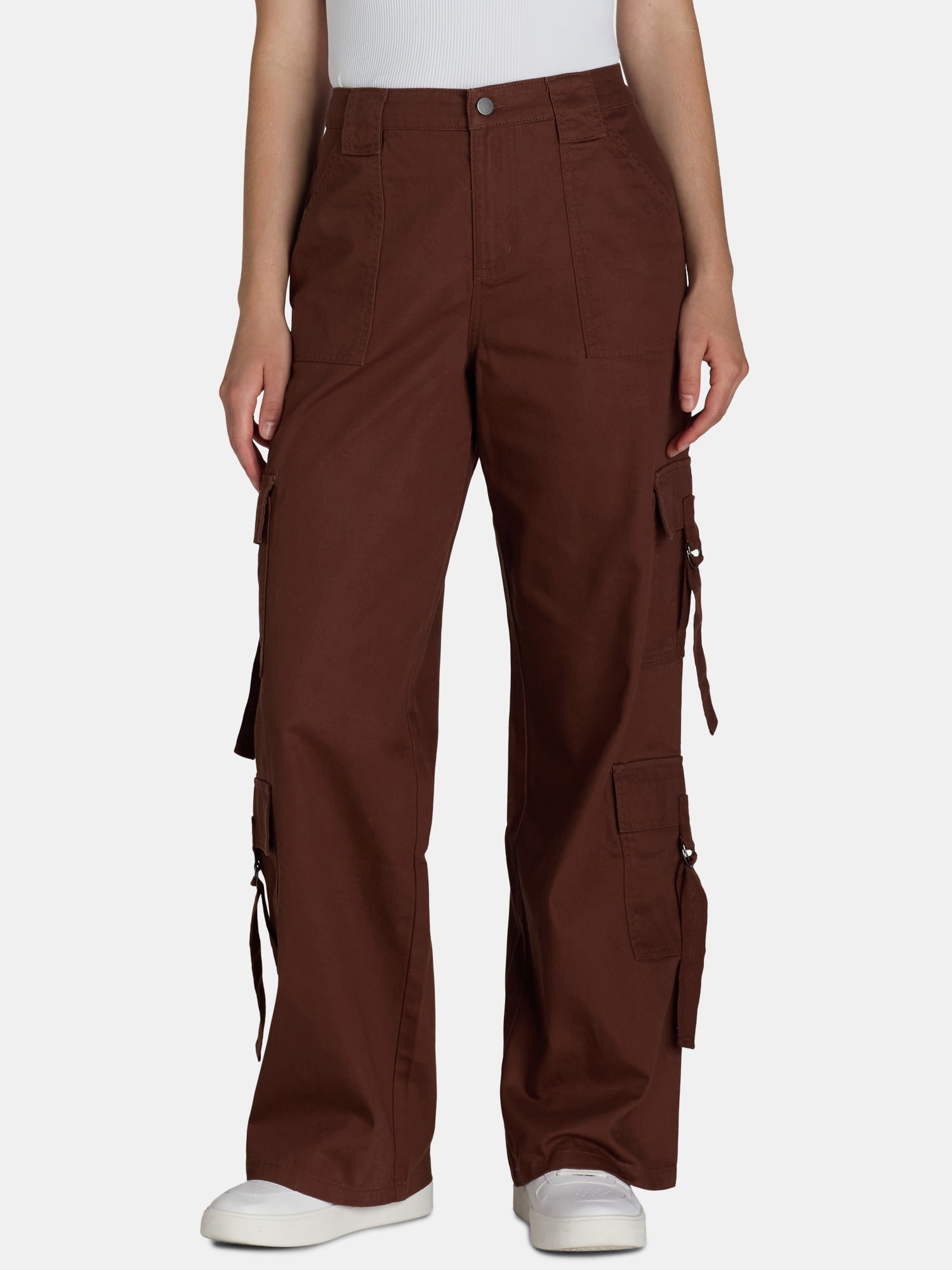 No Boundaries Twill Cargo Pants, 31.75” Inseam, Women’s