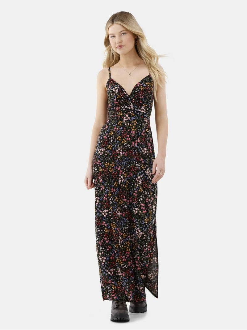 No Boundaries Twist Maxi Dress, Women's and Women's Plus - Walmart.com