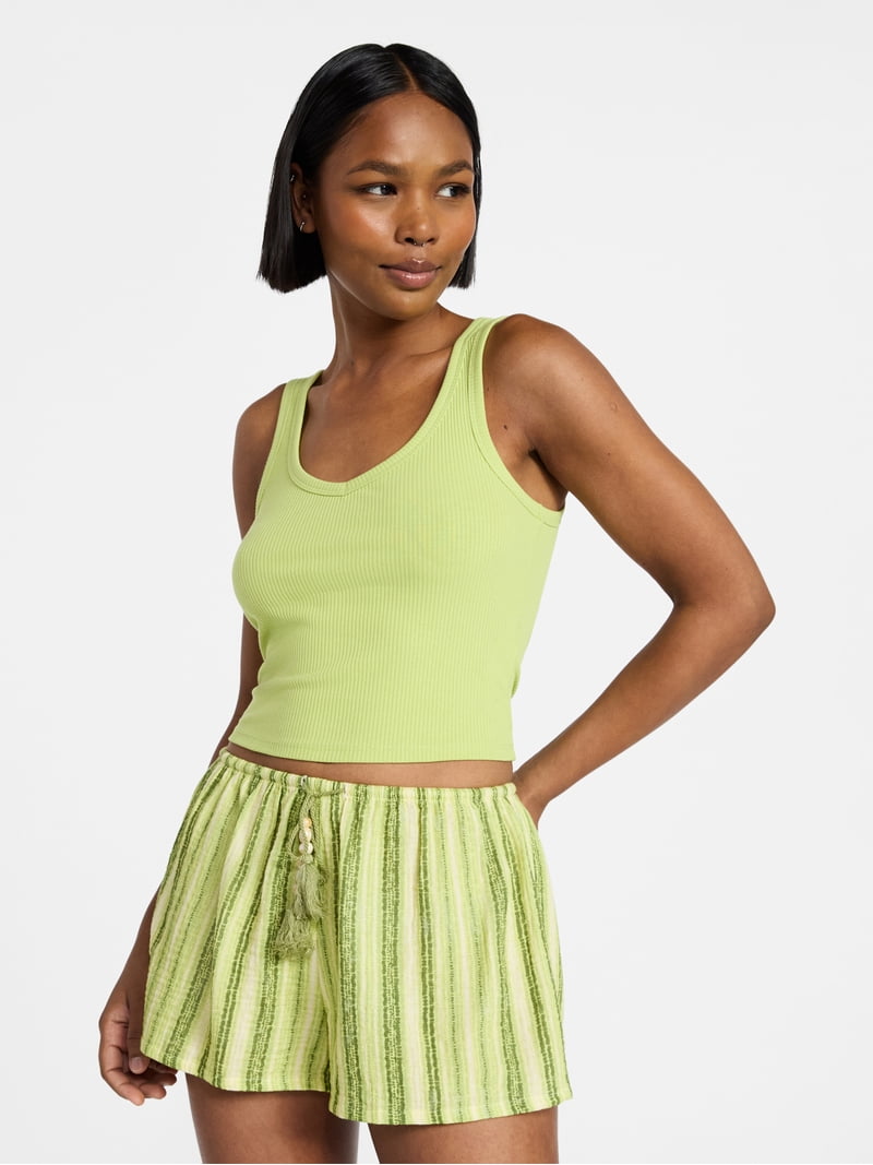 No Boundaries Cropped V-Neck Tank Top, Women's XXS-XXL - Walmart.com