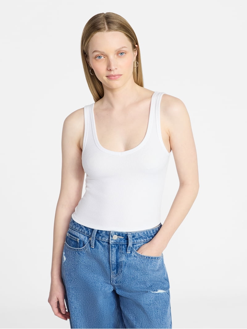 No Boundaries Cropped V-Neck Tank Top, Women's XXS-XXL - Walmart.com