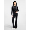 thumbnail image 1 of No Boundaries Velour Hoodie and Flare Pants Set, 2-Piece, Women’s, 1 of 3