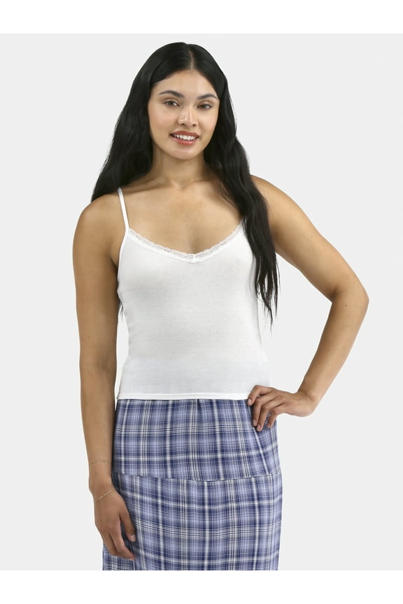 Vintage-Inspired Tank Top with Lace Trim, Women's