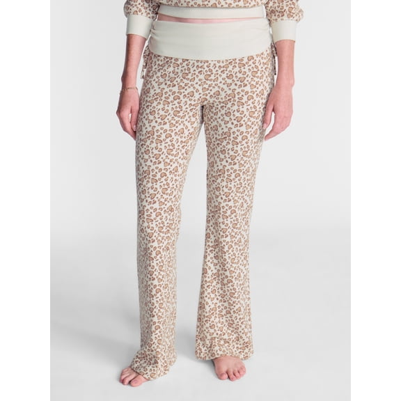 No Boundaries Waffle Knit Foldover Pants, 31.5'' Inseam, Women’s and Women's Plus XS-2X