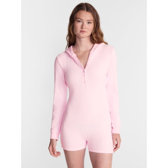 No Boundaries Waffle Knit Romper, Women’s XS-2X
