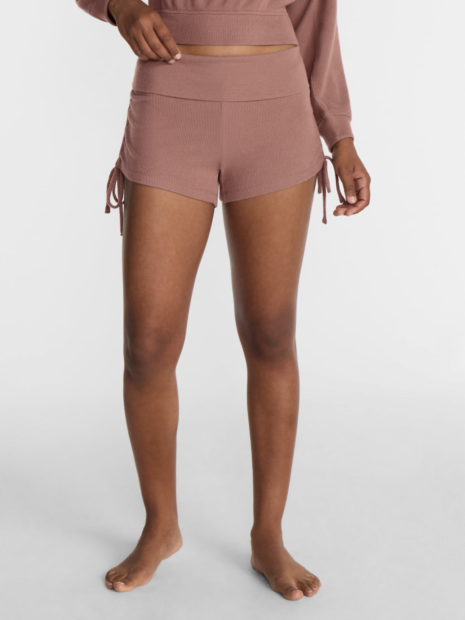 No Boundaries Waffle Knit Sleep Shorts, 2.5'' Inseam, Women’s and Women's Plus XS-2X