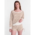 thumbnail image 1 of No Boundaries Waffle Knit Sleep Top, Women’s and Women’s Plus XS-2X, 1 of 5