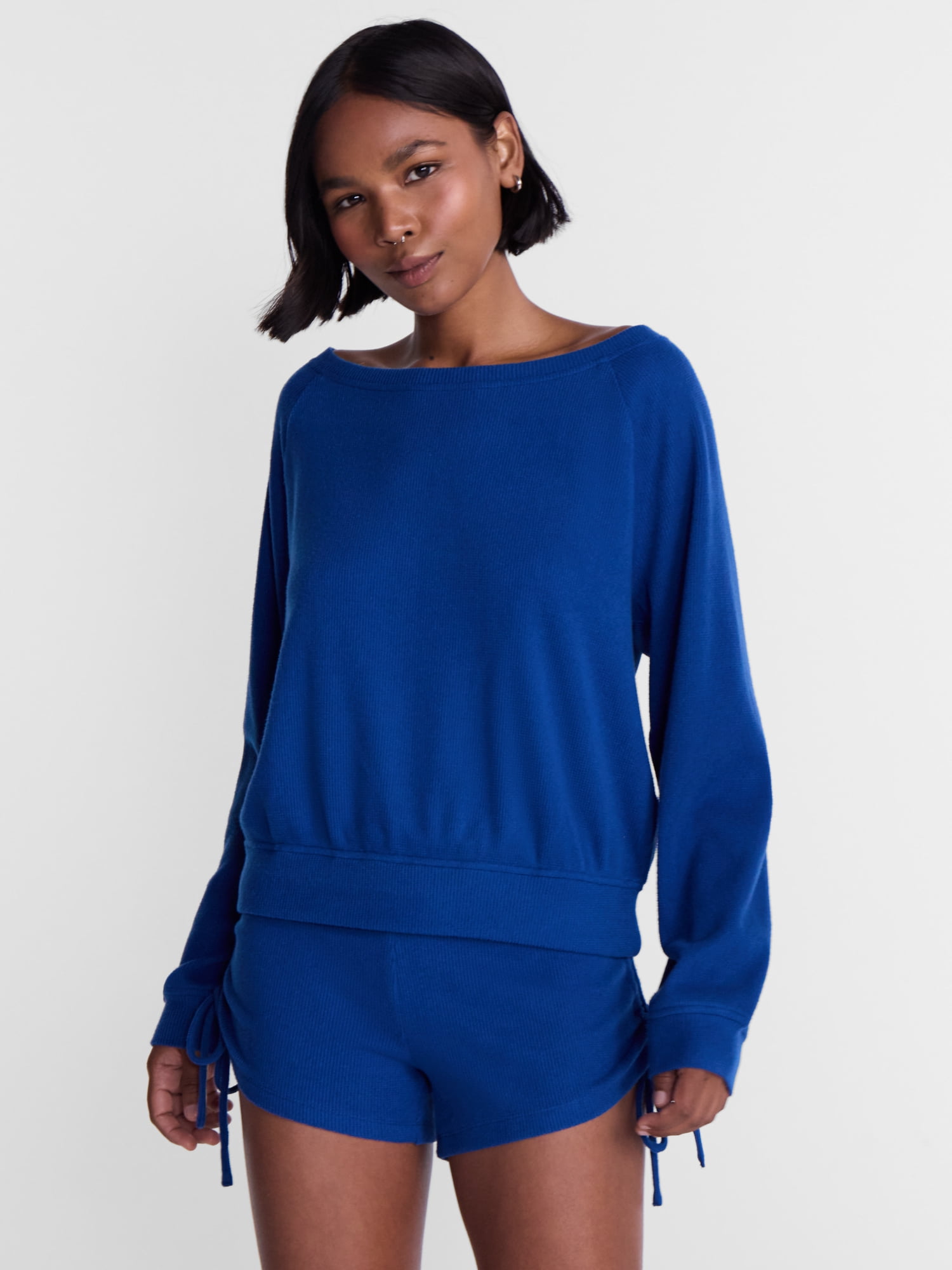 No Boundaries Waffle Knit Sleep Top, Women’s and Women’s Plus XS-2X