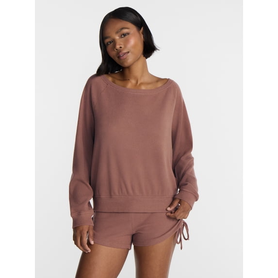 No Boundaries Waffle Knit Sleep Top, Women’s and Women’s Plus XS-2X