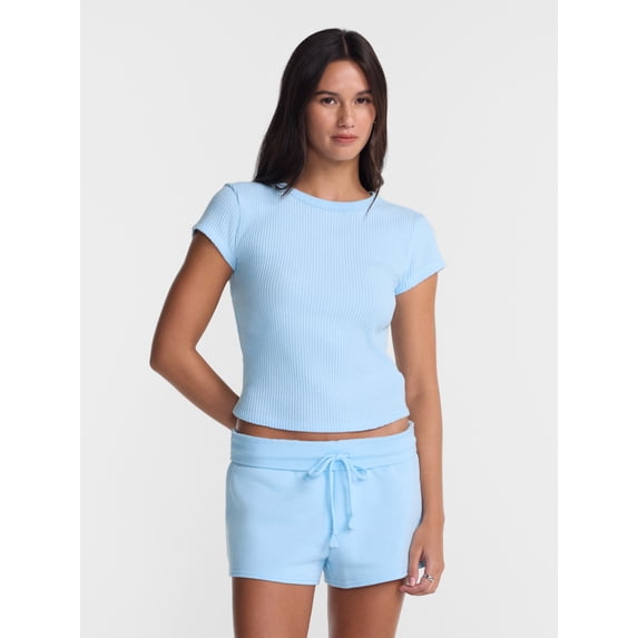 No Boundaries Waffle Knit Tee, Women’s XXS-XXL