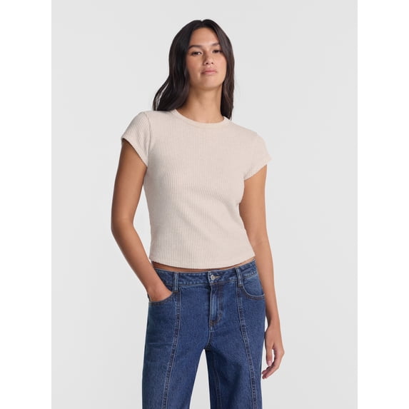No Boundaries Waffle Knit Tee, Women’s XXS-XXL