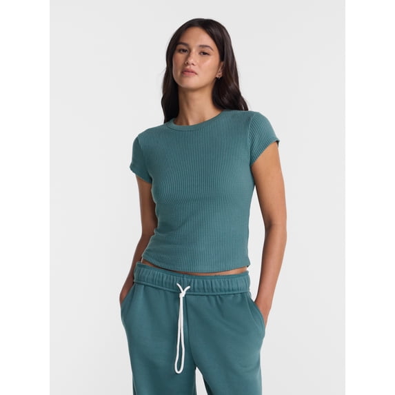 No Boundaries Waffle Knit Tee, Women’s XXS-XXL